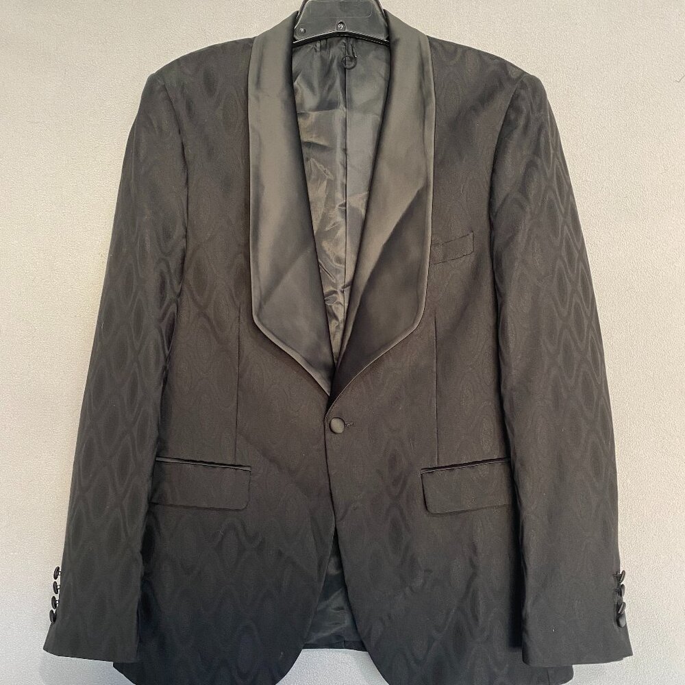 Boyland Black Tuxedo Jacket & Vest Set Size M Satin Lapel Formal Bar Tender Gear